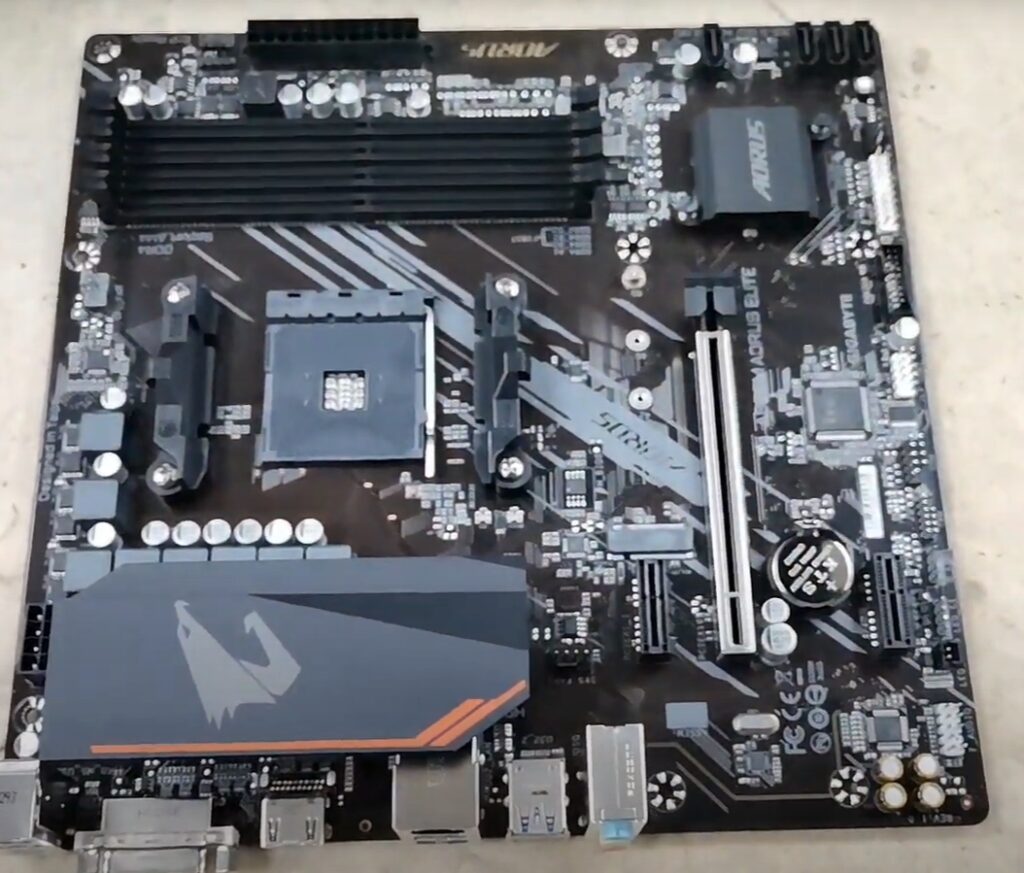 The Gigabyte A520 AORUS Elite Motherboard we used for testing